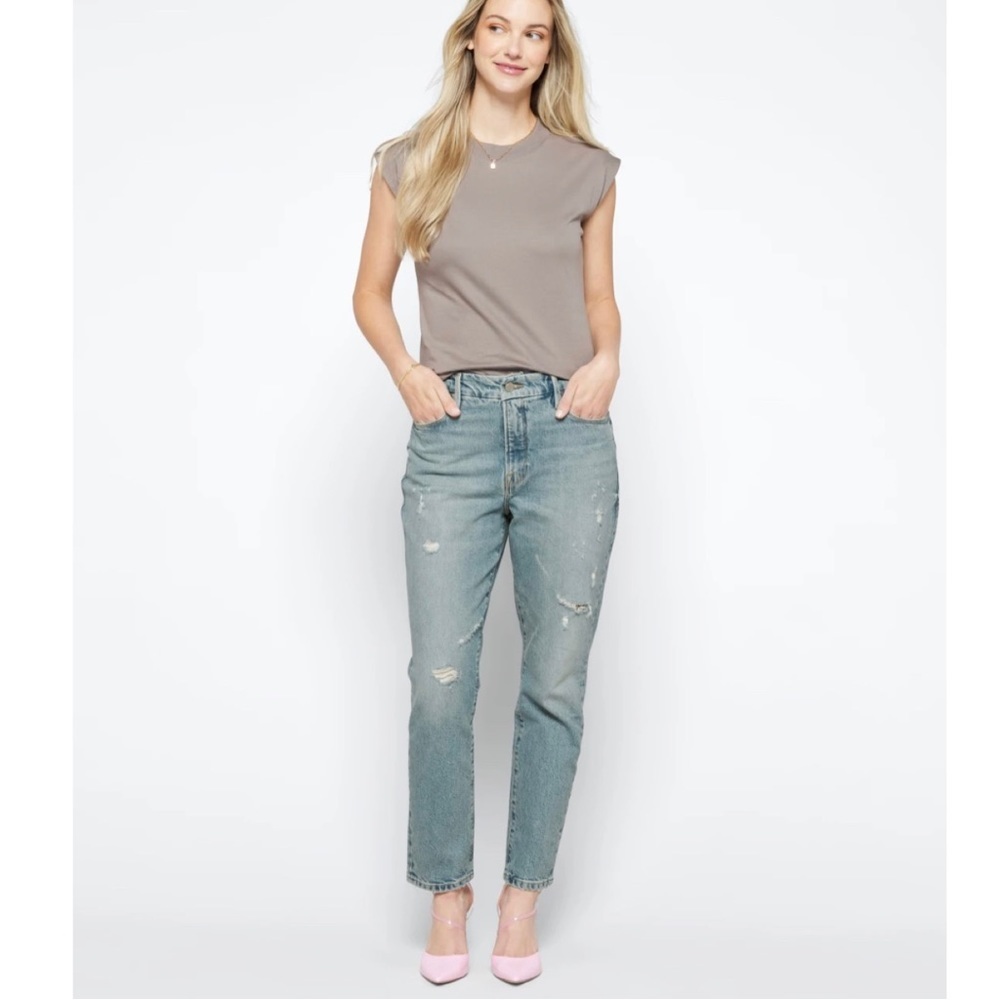 Good American Good Classic Curvy High Waist Distressed Jeans Size 15